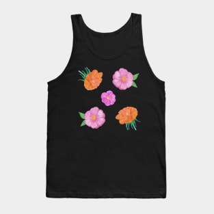 Orange and Pink Hand Painted Watercolour Flowers Pack Tank Top